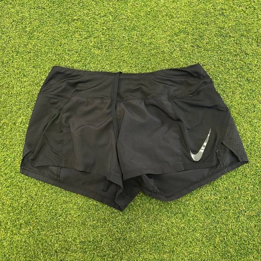 Nike Dri-FIT Running Shorts Womens Small Black Just Do It Reflective Swoosh